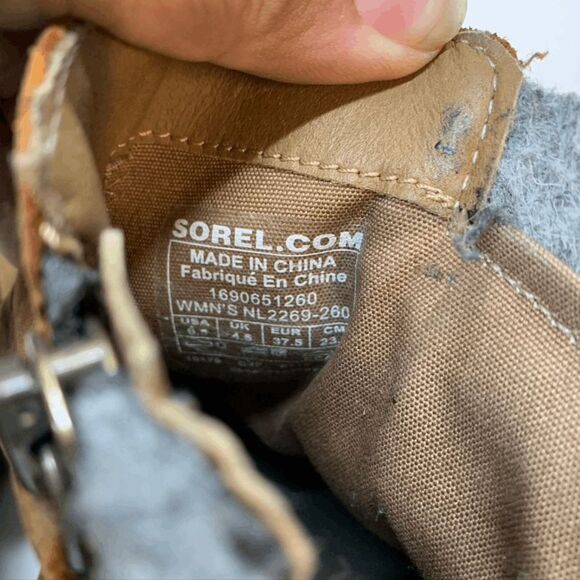Sorel Womens Brown Leather Grey Wool Ankle Booties US 6.5 - Picture 5 of 7